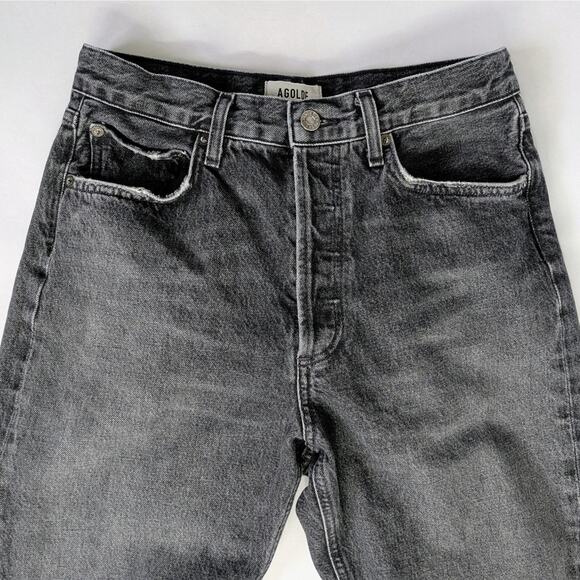 AGOLDE Fran Low Slung Jeans 26 Charcoal Straight Leg Rigid Button Fly - Picture 4 of 11